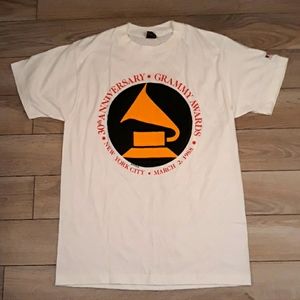 RARE GRAMMY AWARDS 30th Anniversary White Single Stitch Mens T‎ Shirt L VTG 80s